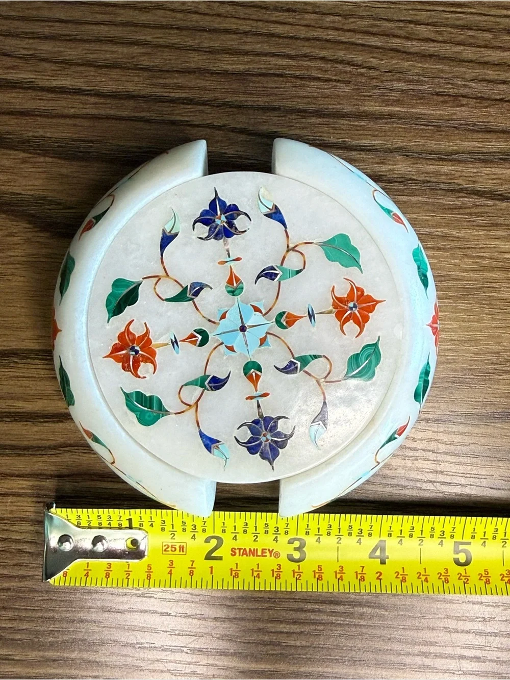 Marble Coaster Set - Pietra Dura Semi-Precious Floral Inlay